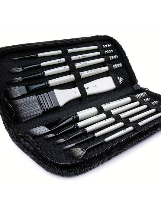 Set of 10 different brushes in a case
